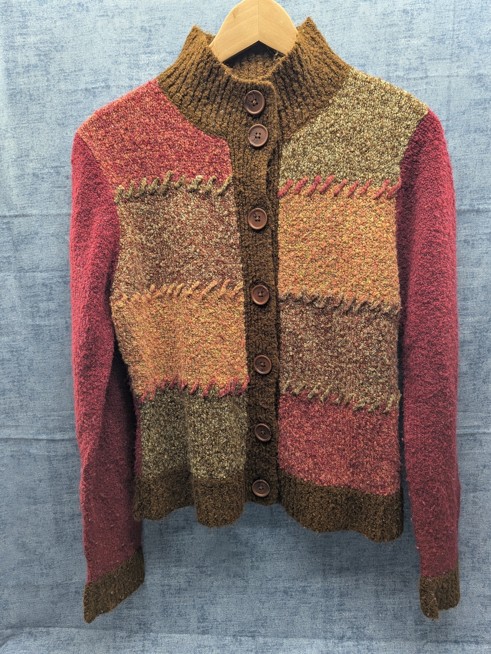 Dressbarn Chunky Knit Cardigan Button Cottagecore Multicolor Academia Medium
